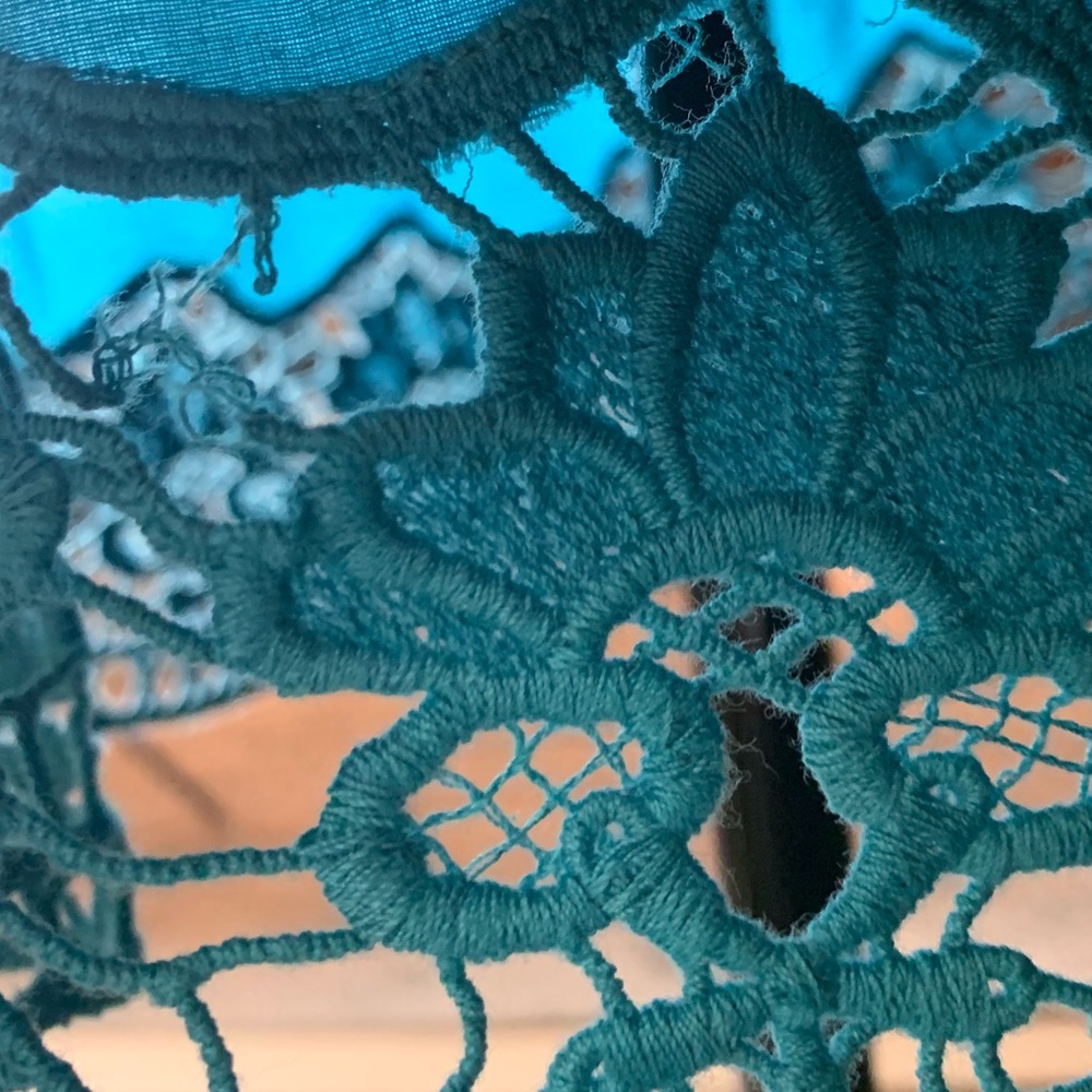 Crochet bottom teal blue tunic 3/$10 - Picture 7 of 8